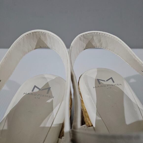 NEW Marc Fisher LTD Patryce Sandal Womens 9 Ivory Leather Espadrille Platform - Picture 7 of 13